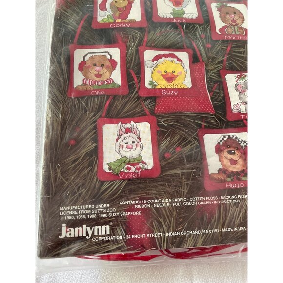 Janlynn Suzys Zoo II Christmas Cross Stitch Kit Set Of 8 Ornaments - Picture 3 of 15